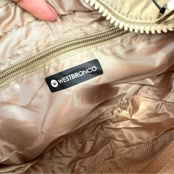 WESTBRONCO Small NWT Tan Puffer Crescent Moonie Shoulder Bag Adjustable Strap - Picture 5 of 10